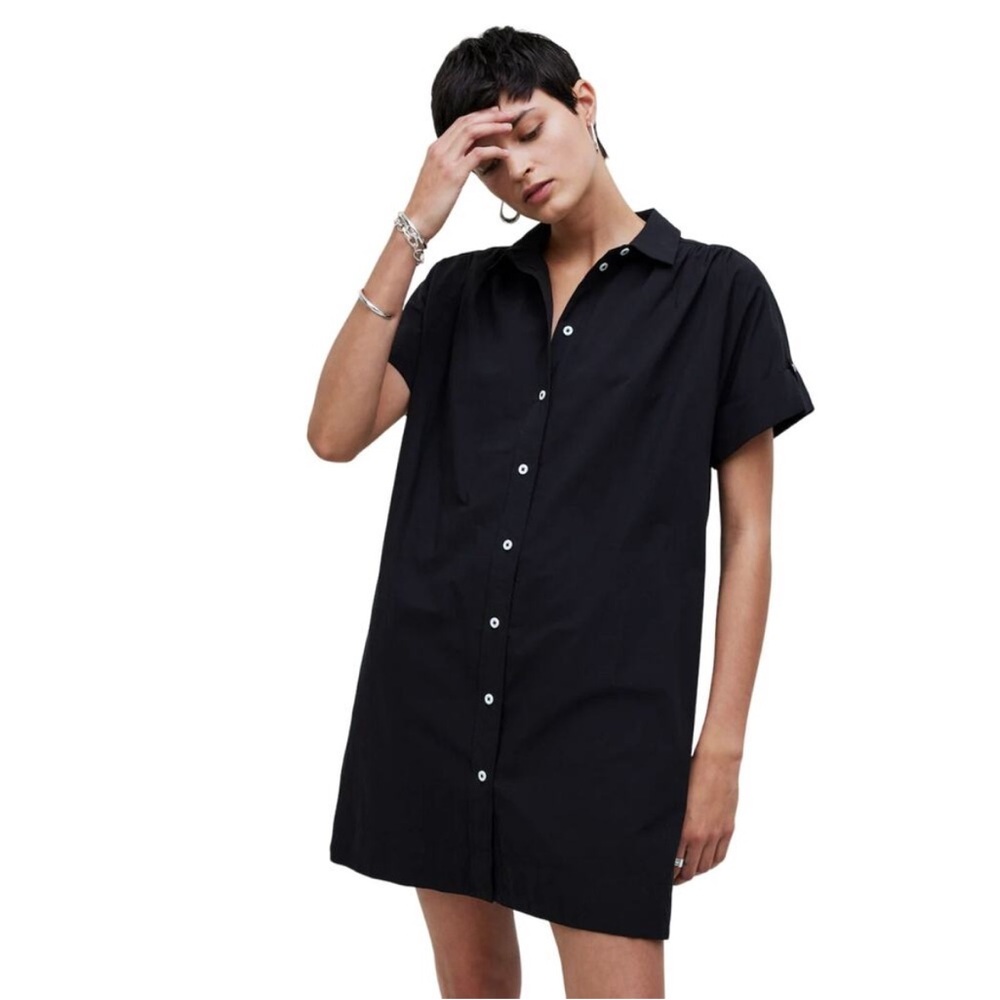 Madewell Black Casual Button Down Shirt Dress
